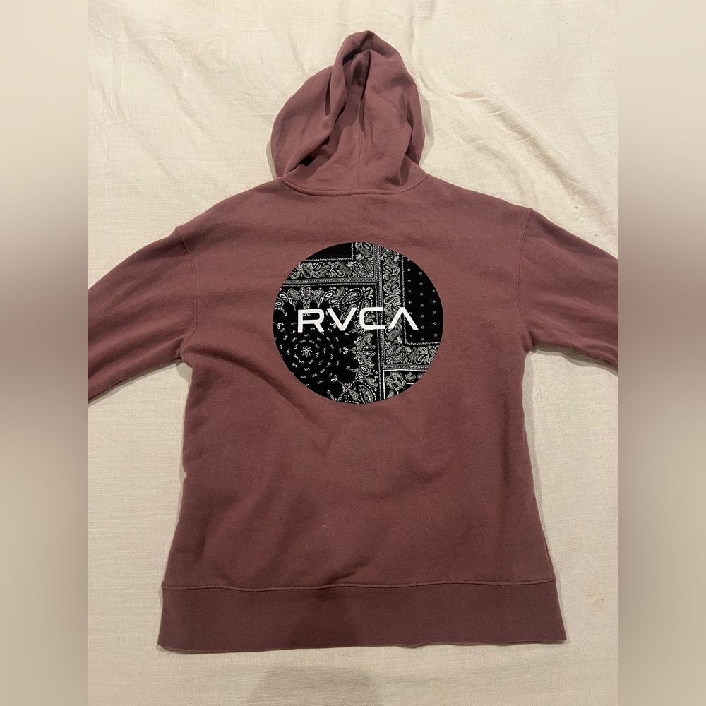 RVCA Burgundy Hoodie with Black Bandana Design